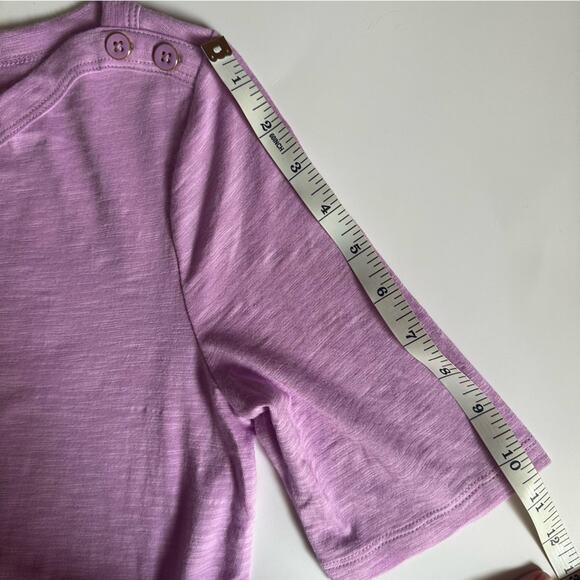 💥TALBOTS Textured Cotton Modal Button Shoulder Tee Small heathered purple - Picture 7 of 9